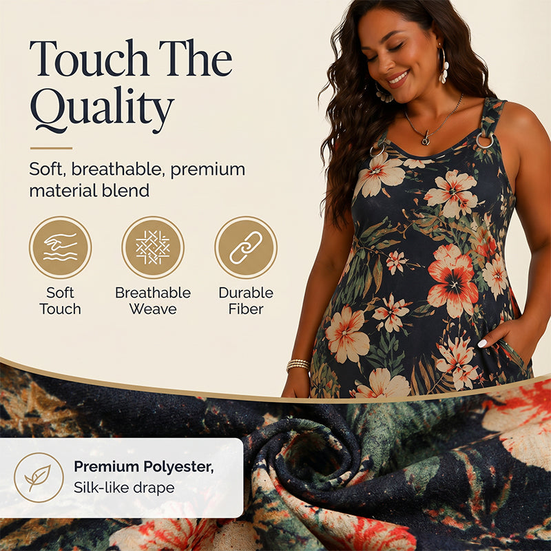 Women's Plus Size V-Neck Sleeveless Maxi Dress