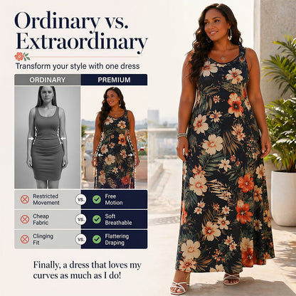 Women's Plus Size V-Neck Sleeveless Maxi Dress