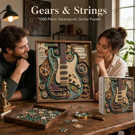 🎸 Getriebe &  Strings 1000-teiliges Steampunk-Gitarrenpuzzle