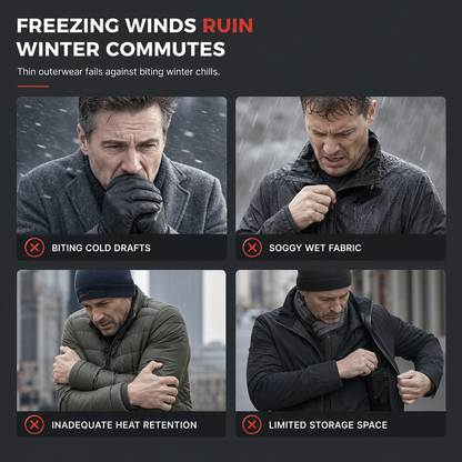 Men's Mid-Length Winter Padded Thickened Business Casual Cotton Coat for Middle-Aged Men