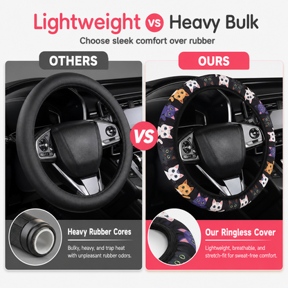 ⏰Universal 38cm Ringless Silk Steering Wheel Cover Printed Breathable Car Wheel Protector for All Seasons✨🚗