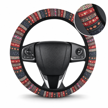 ⏰Universal 38cm Ringless Silk Steering Wheel Cover Printed Breathable Car Wheel Protector for All Seasons✨🚗