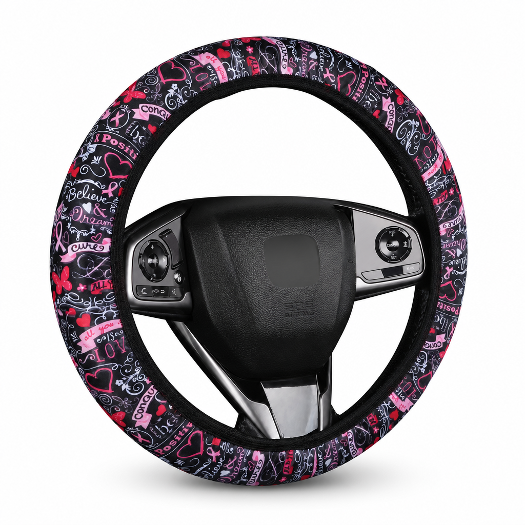 ⏰Universal 38cm Ringless Silk Steering Wheel Cover Printed Breathable Car Wheel Protector for All Seasons✨🚗