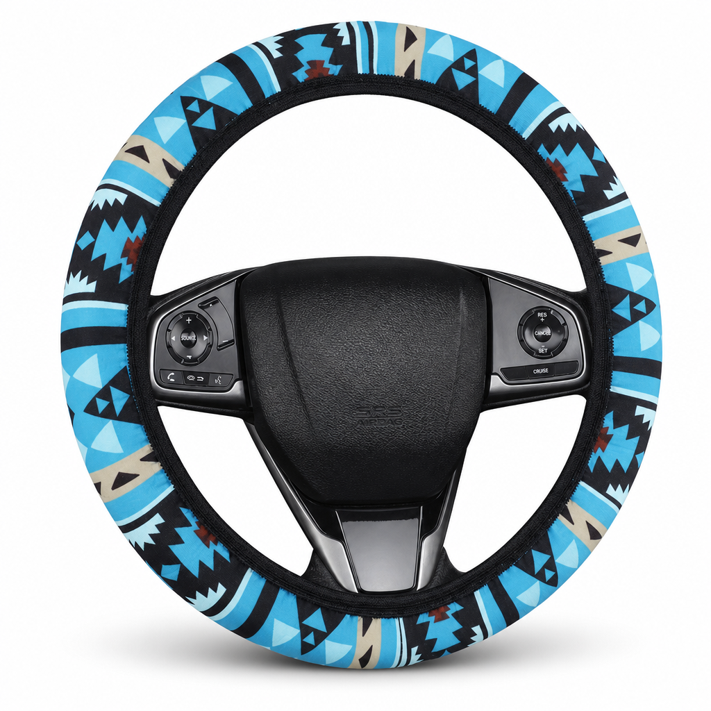 ⏰Universal 38cm Ringless Silk Steering Wheel Cover Printed Breathable Car Wheel Protector for All Seasons✨🚗