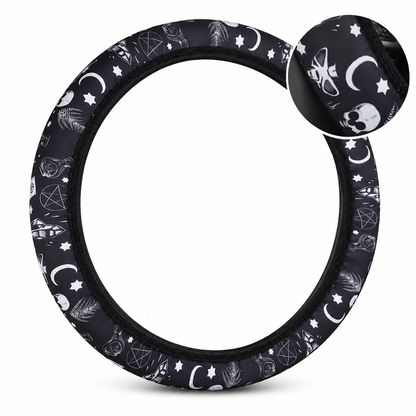 ⏰Universal 38cm Ringless Silk Steering Wheel Cover Printed Breathable Car Wheel Protector for All Seasons✨🚗