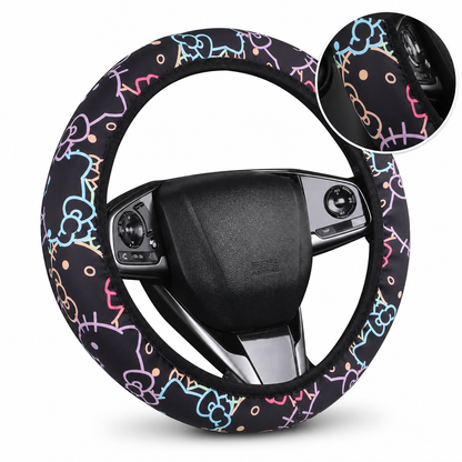 ⏰Universal 38cm Ringless Silk Steering Wheel Cover Printed Breathable Car Wheel Protector for All Seasons✨🚗