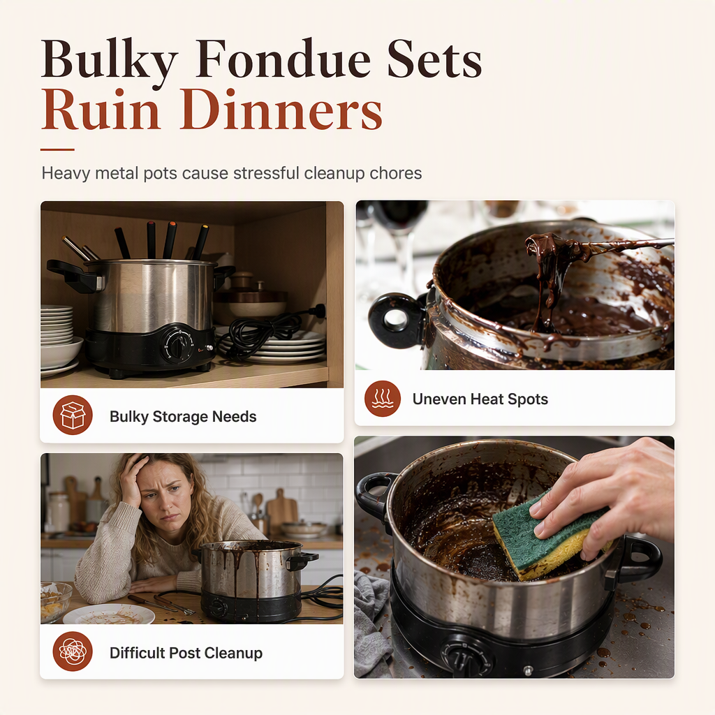 Ceramic Chocolate and Cheese Fondue Melter Mug with Fork