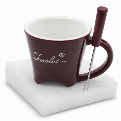 Ceramic Chocolate and Cheese Fondue Melter Mug with Fork