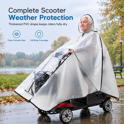 Thickened Extra Large Waterproof PVC Cover and Poncho for Senior Mobility Scooters and Four Wheel Electric Vehicles